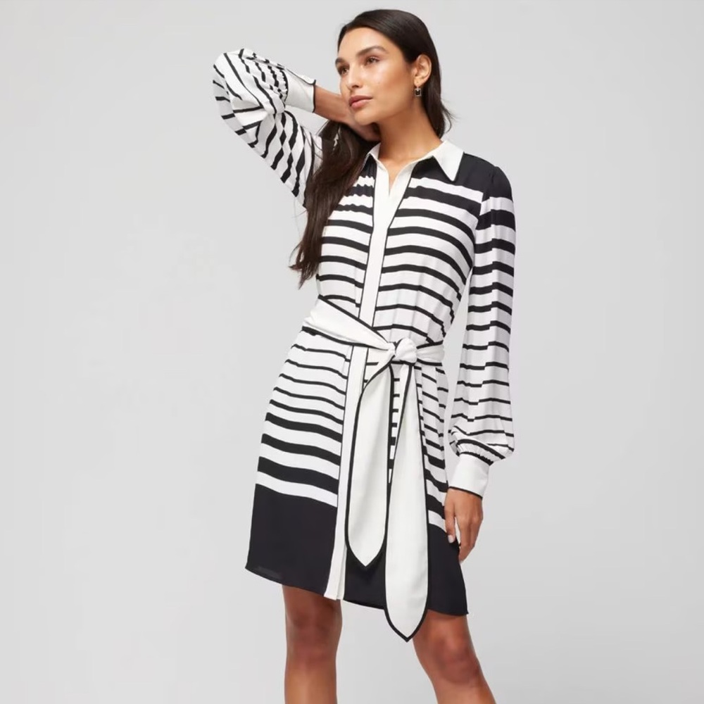 NWT White House Black Market Long Sleeve Collared Shirt Dress